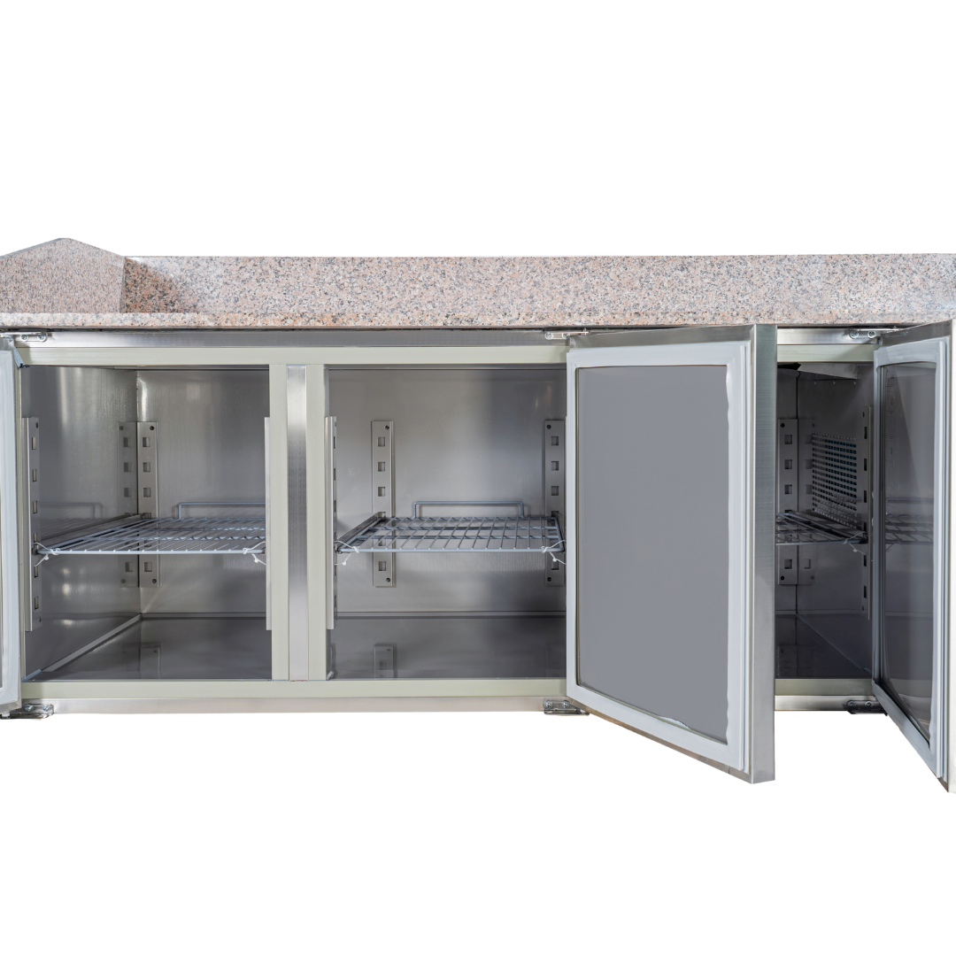 221033 - 3 Door Refrigerated Pizza Counter with Granite Worktop - 485L (PZ3600)