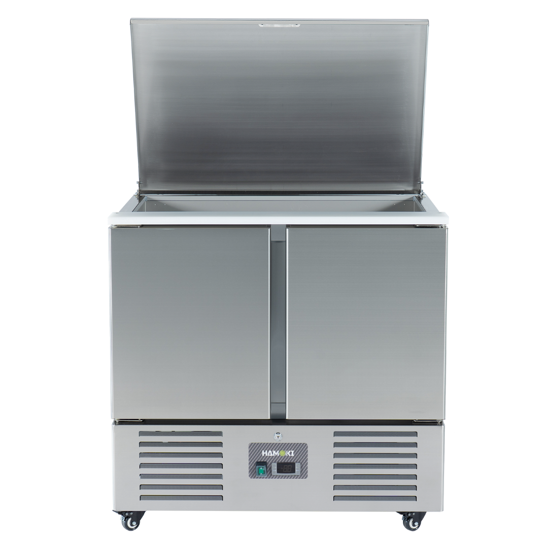 221034 - 2 Door Refrigerated Salad Counter with Lid and Cutting Board - 215L (S900)