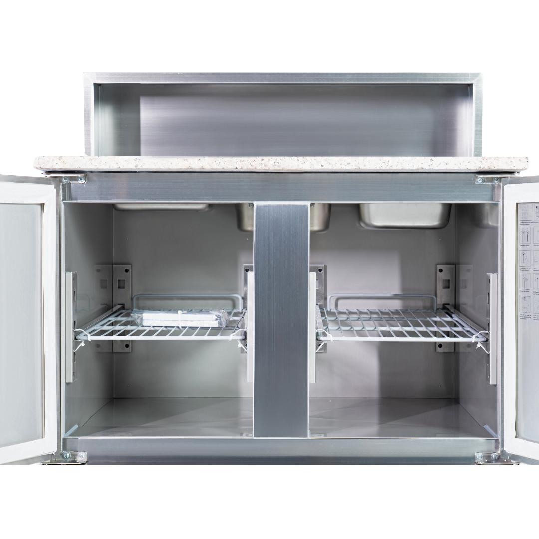 221037 - 2 Door Refrigerated Salad Prep Counter with Granite Worktop - 215L (PS900)