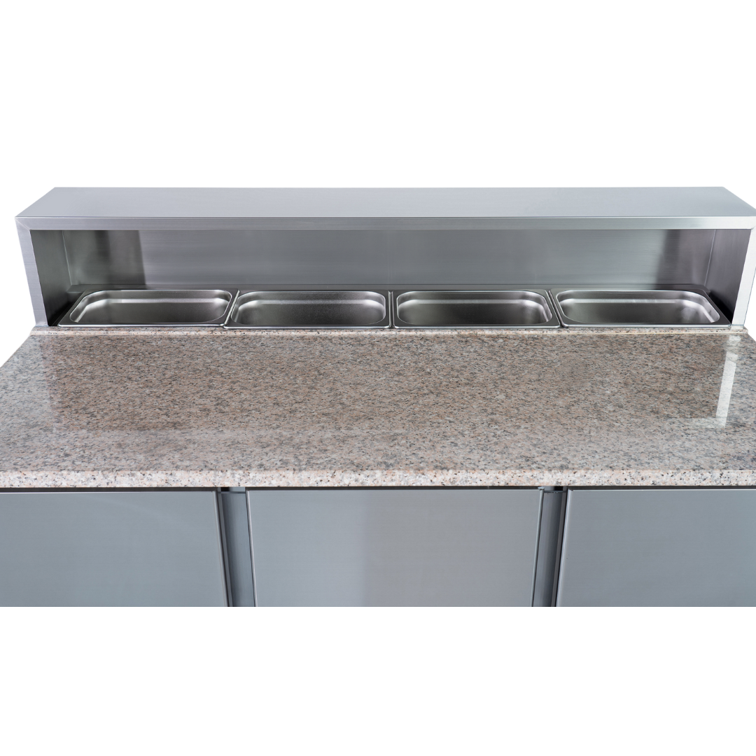 221039 - 3 Door Refrigerated Salad Prep Counter with Granite Worktop - 346L (PS903)