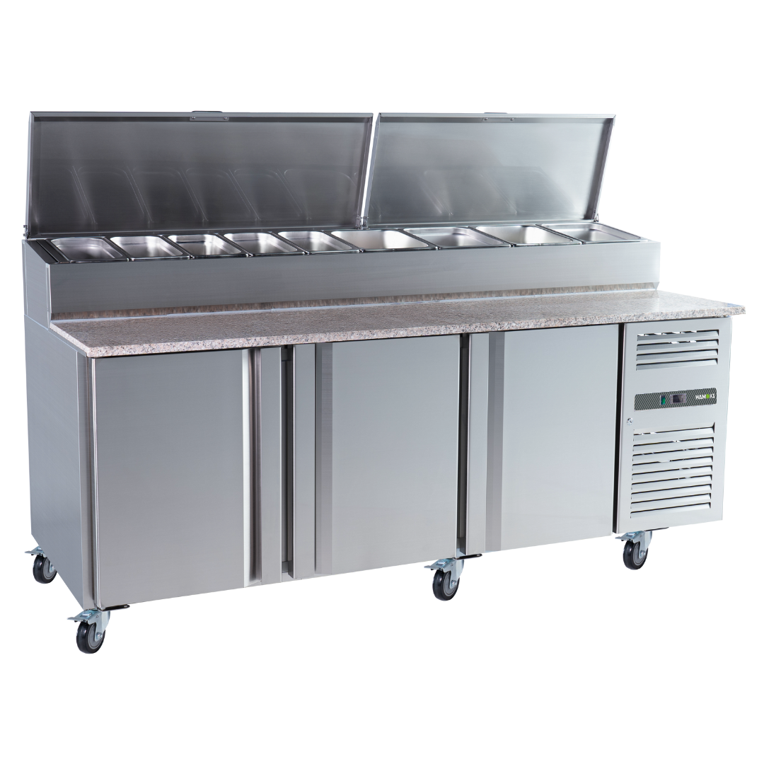 221051 - 3 Door Refrigerated Sandwich Counter with Granite Worktop - 650L