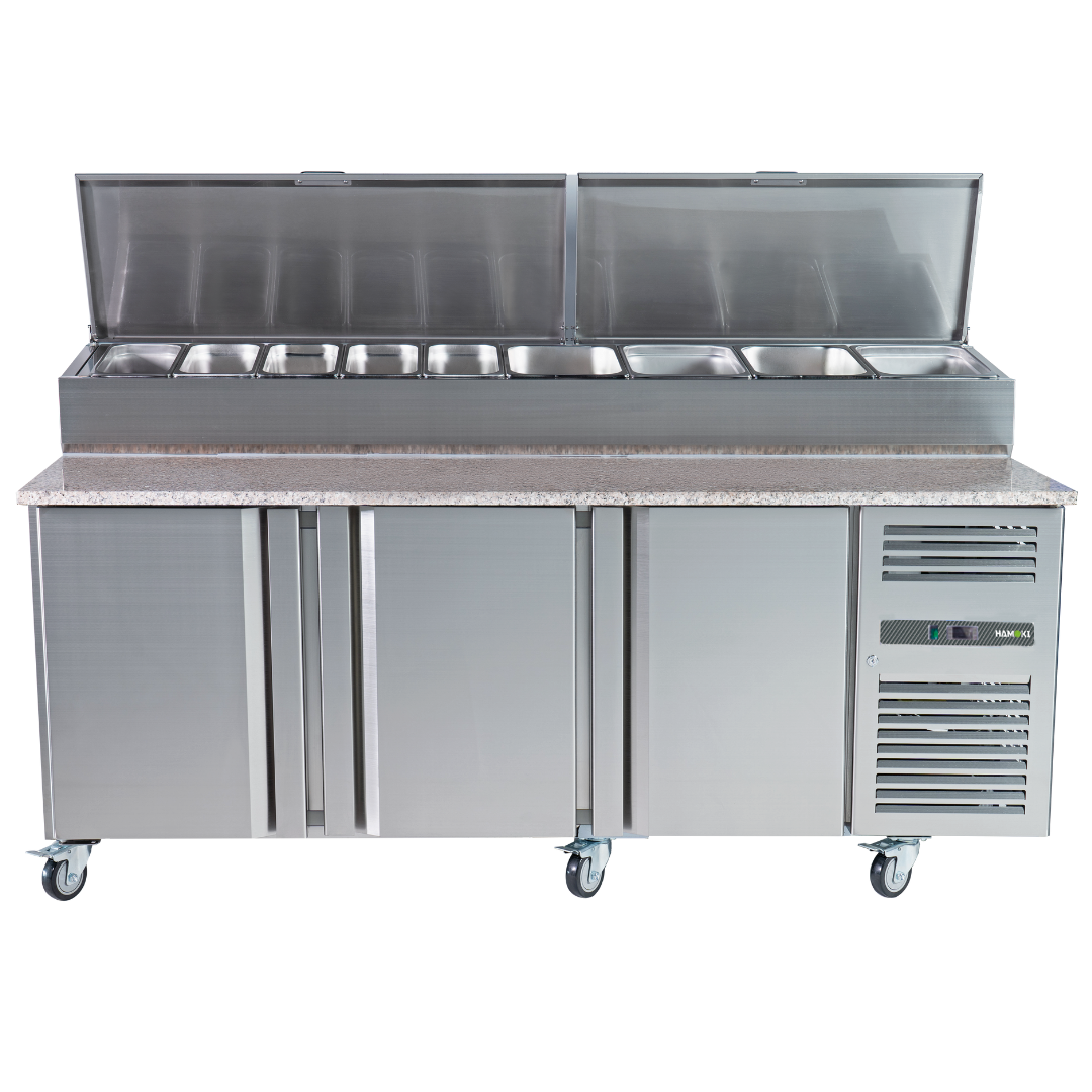 221051 - 3 Door Refrigerated Sandwich Counter with Granite Worktop - 650L