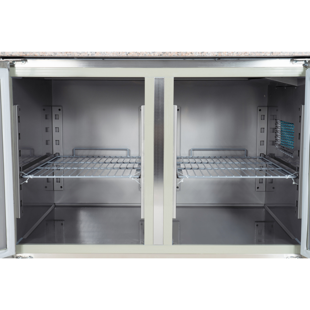 221032 - 2 Door Refrigerated Pizza Counter with Granite Worktop - 380L (PZ2600)