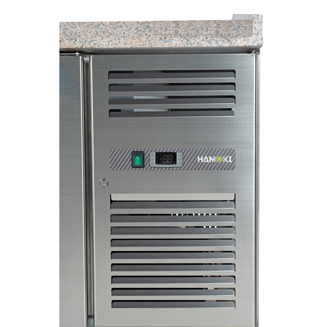 221033 - 3 Door Refrigerated Pizza Counter with Granite Worktop - 485L (PZ3600)