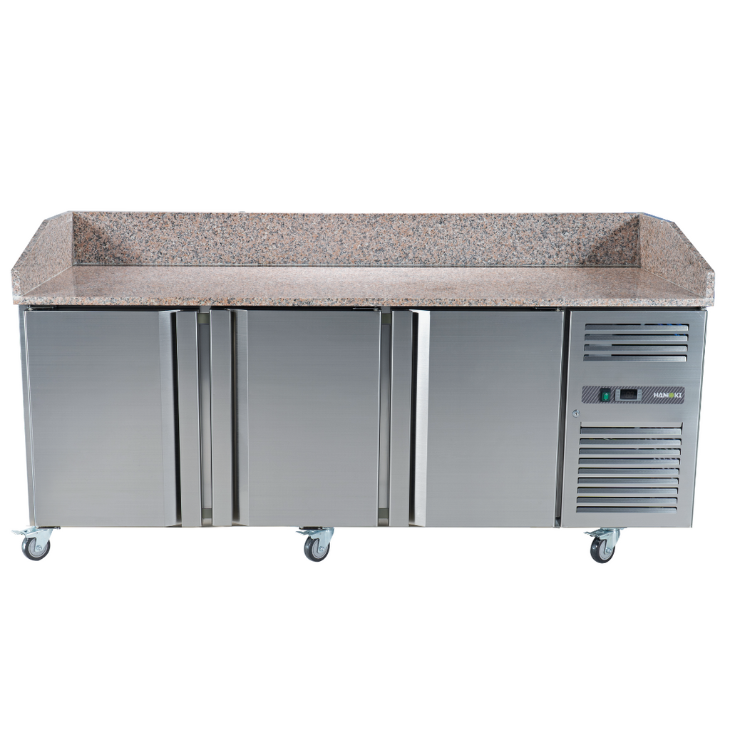 221033 - 3 Door Refrigerated Pizza Counter with Granite Worktop - 485L (PZ3600)