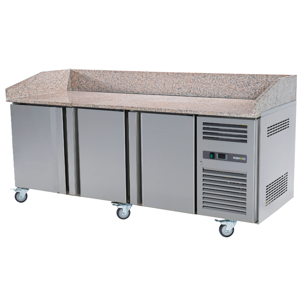 221033 - 3 Door Refrigerated Pizza Counter with Granite Worktop - 485L (PZ3600)