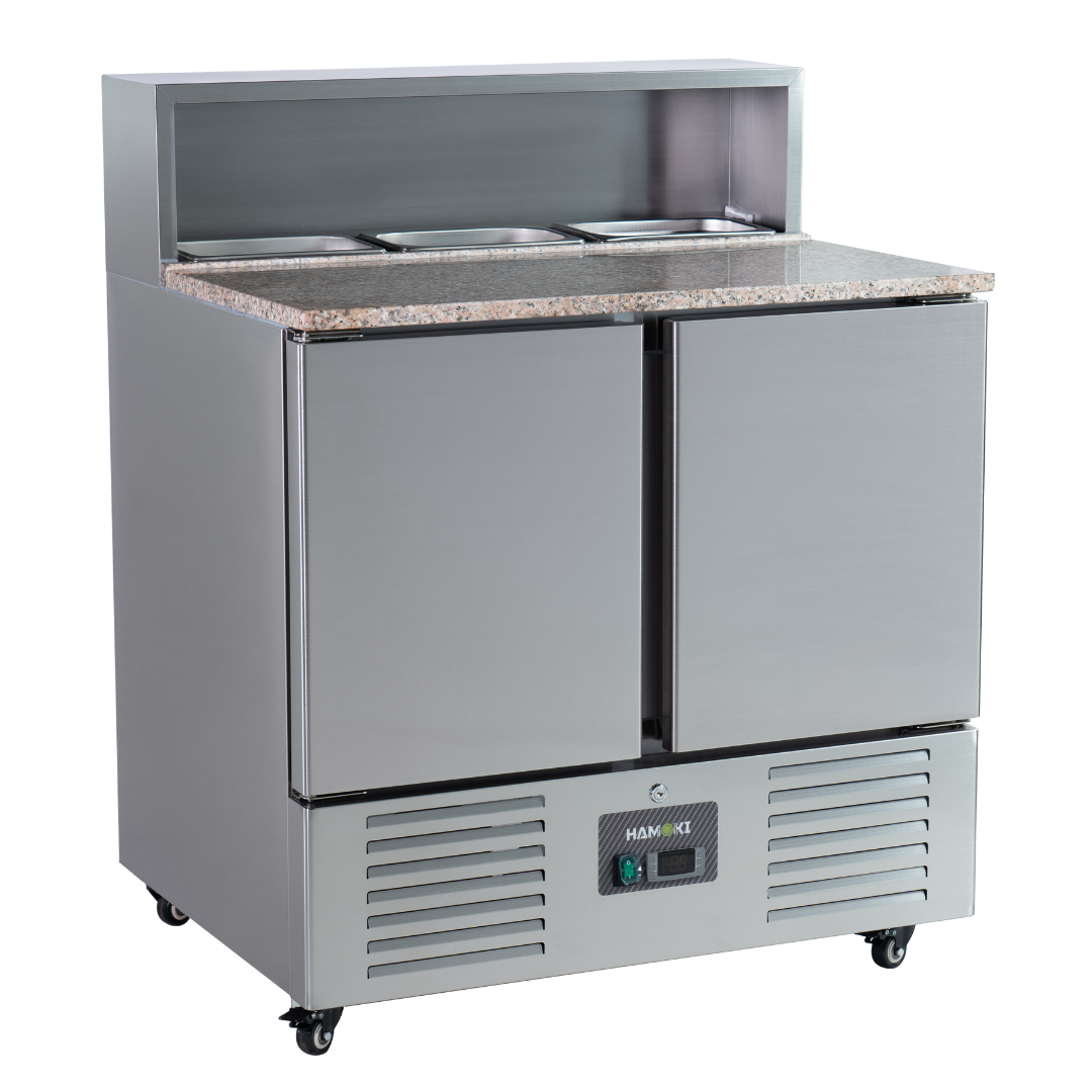 221037 - 2 Door Refrigerated Salad Prep Counter with Granite Worktop - 215L (PS900)