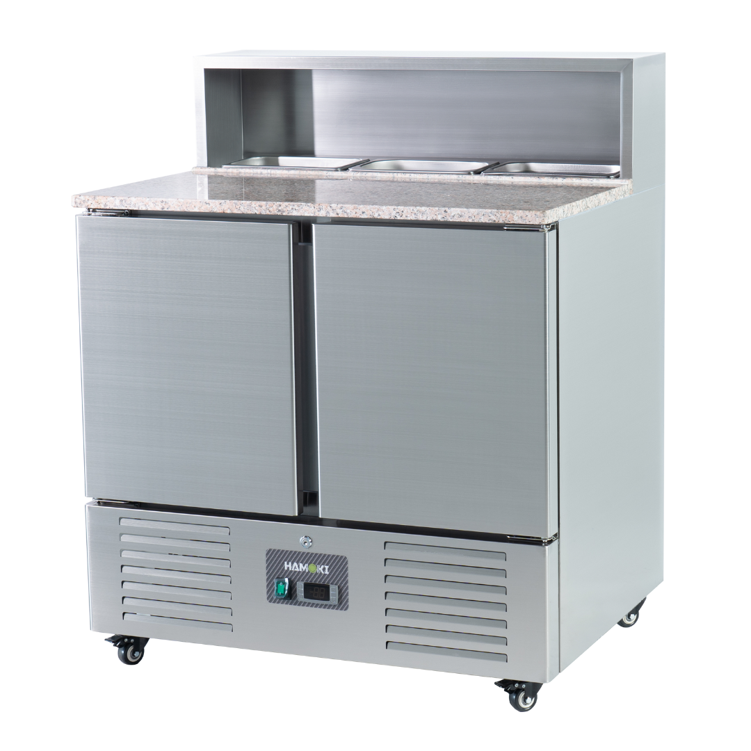 221037 - 2 Door Refrigerated Salad Prep Counter with Granite Worktop - 215L (PS900)