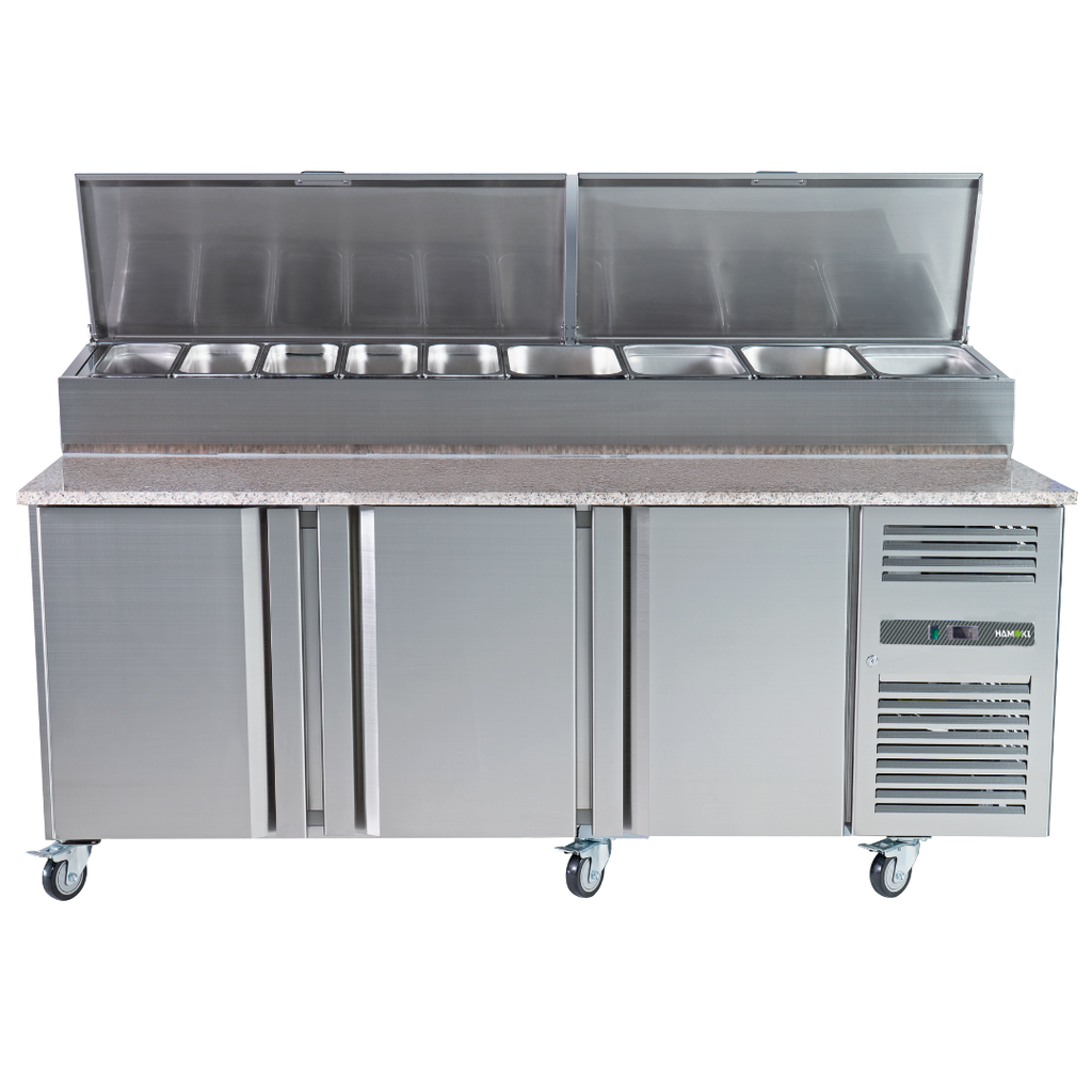 221051 - 3 Door Refrigerated Sandwich Counter with Granite Worktop - 650L