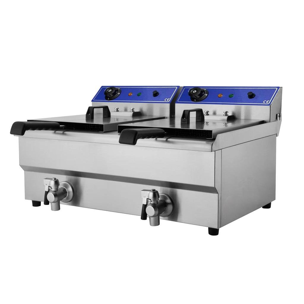 161011 - Countertop Electric Fryer - 2 x 16 Litre Twin Tank with Tap